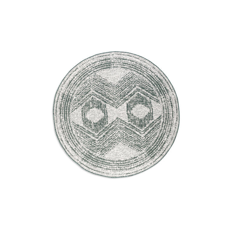 Round Gemini Geometric Indoor / Outdoor Area Rug