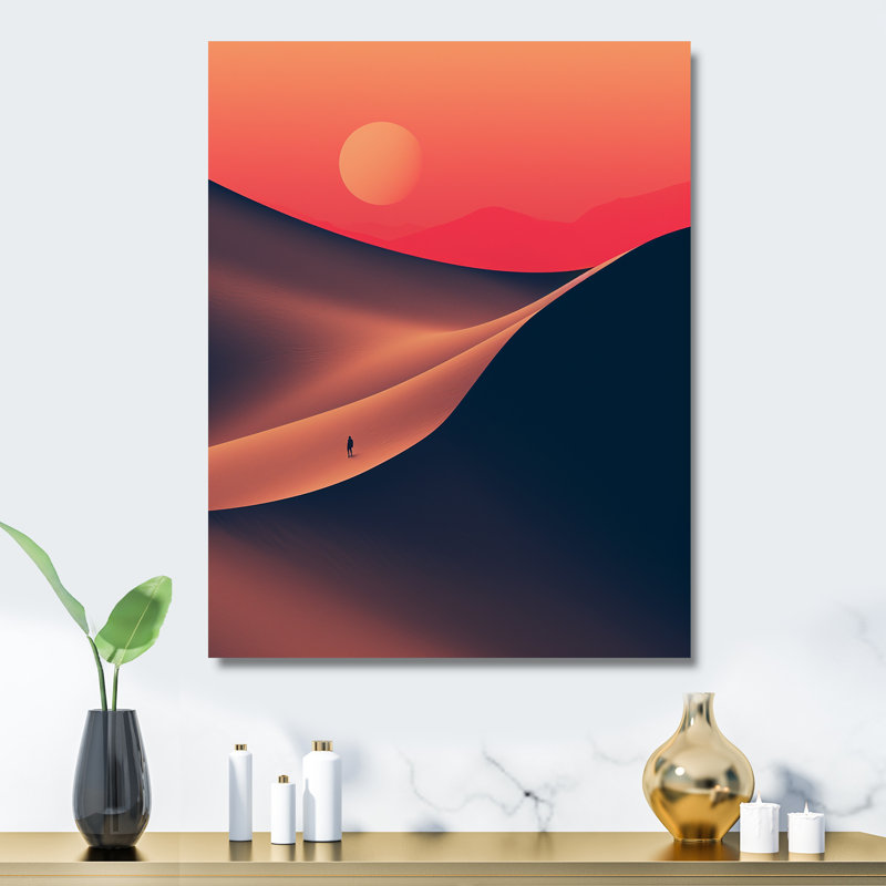 Désert aride horizon sur la planète Mars IV - désert, art mural en métal, H 20 po x l 12 po x P 1 po