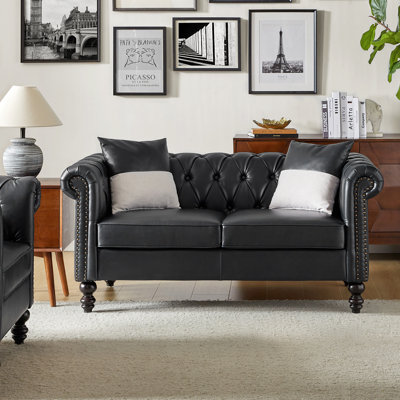 Tecla 62.2" Faux Leather Button-tufted Loveseat Sofa