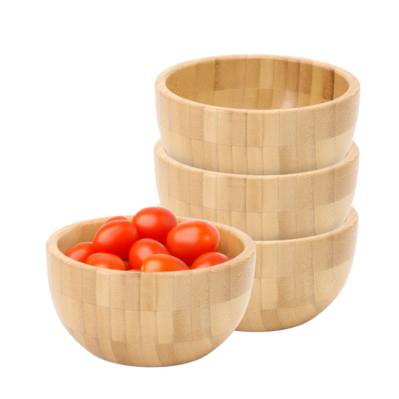Ensemble de bols de service arrondis 4,75 pouces en bois de bambou
