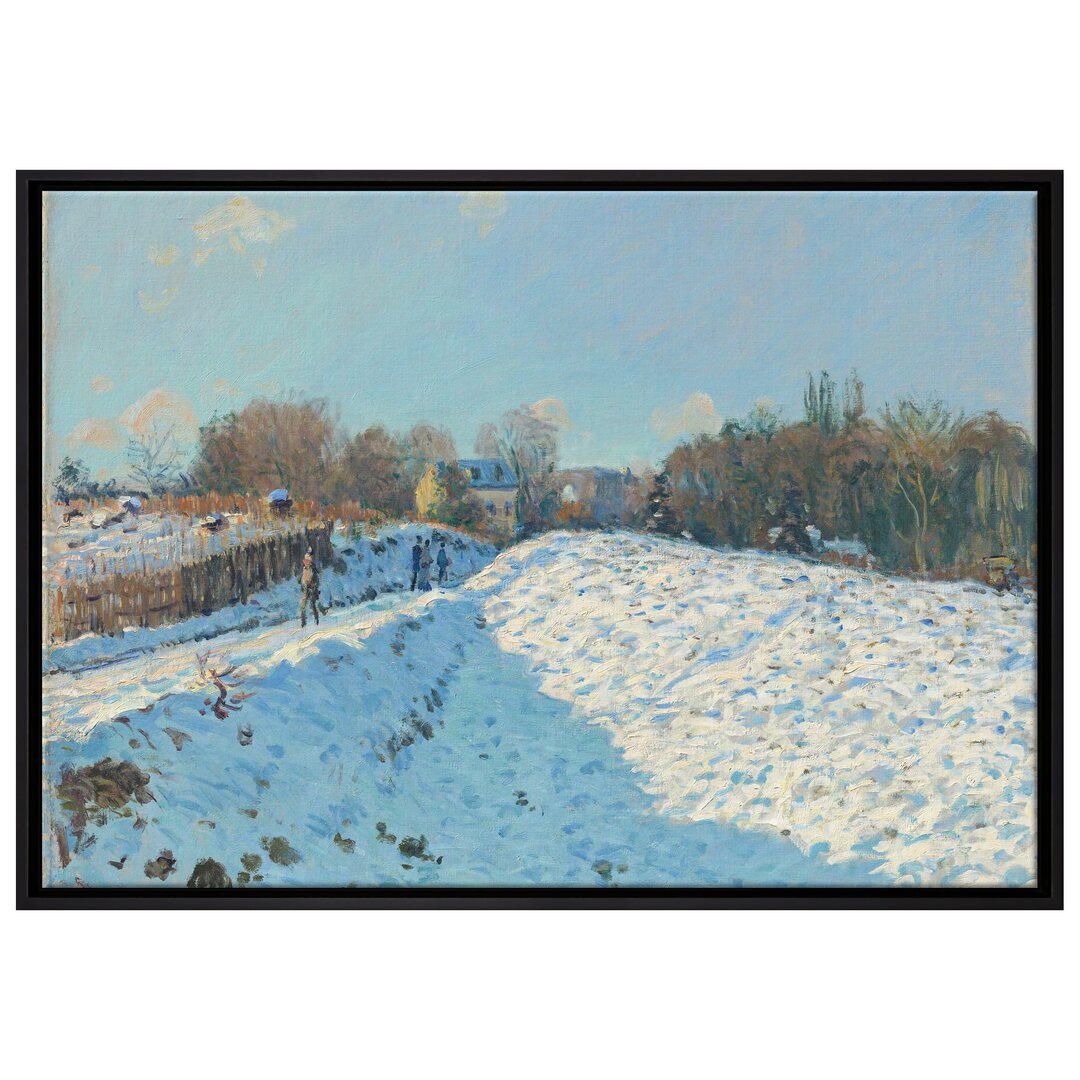 Gerahmtes Leinwandbild Snow Effect at Louveciennes von Alfred Sisley