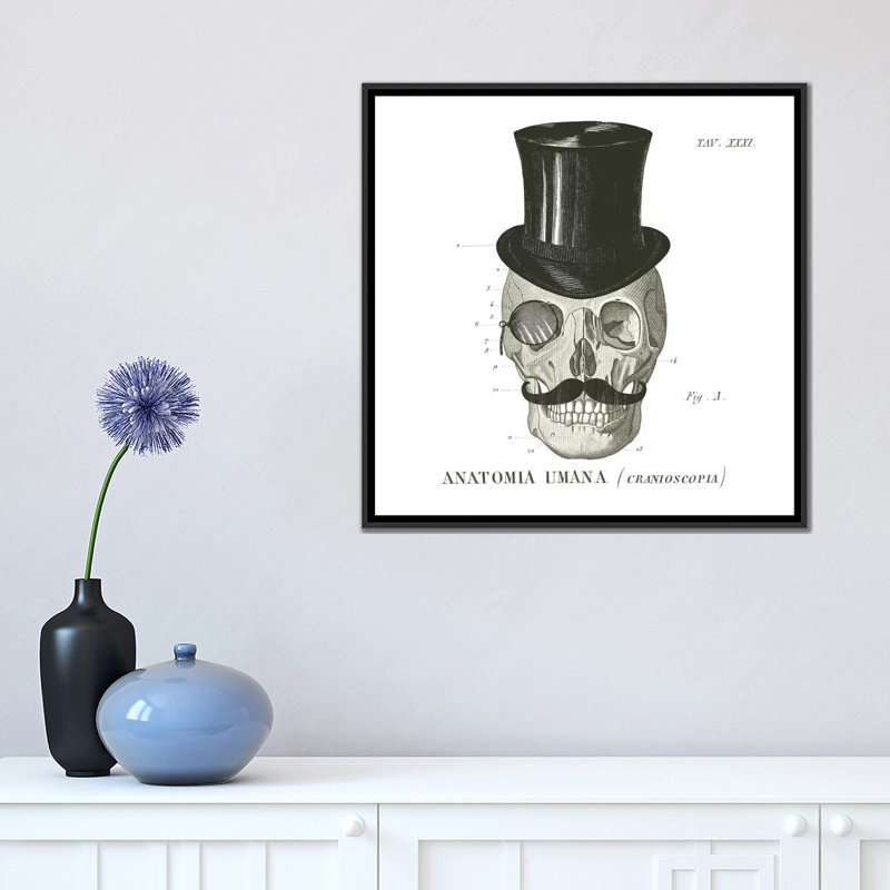 Dandy os i, impression sur toile tendue, H 18 po x l 18 po x P 1,5 po, Toile encadrée noire, Pas de tapis
