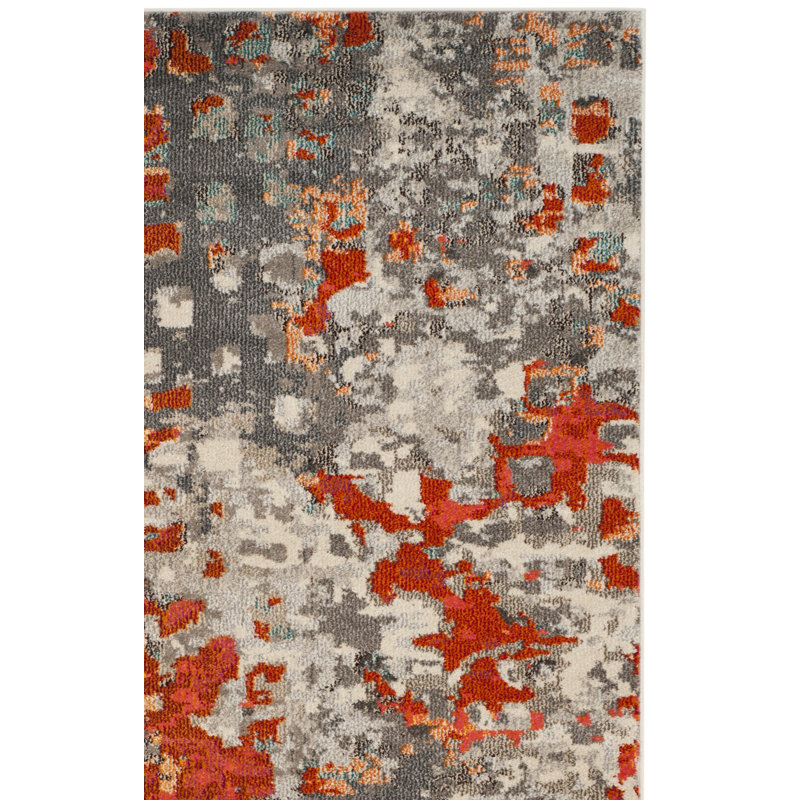 Hertzler Abstract Area Rug, Runner 2'2" x 8', Gray/Orange