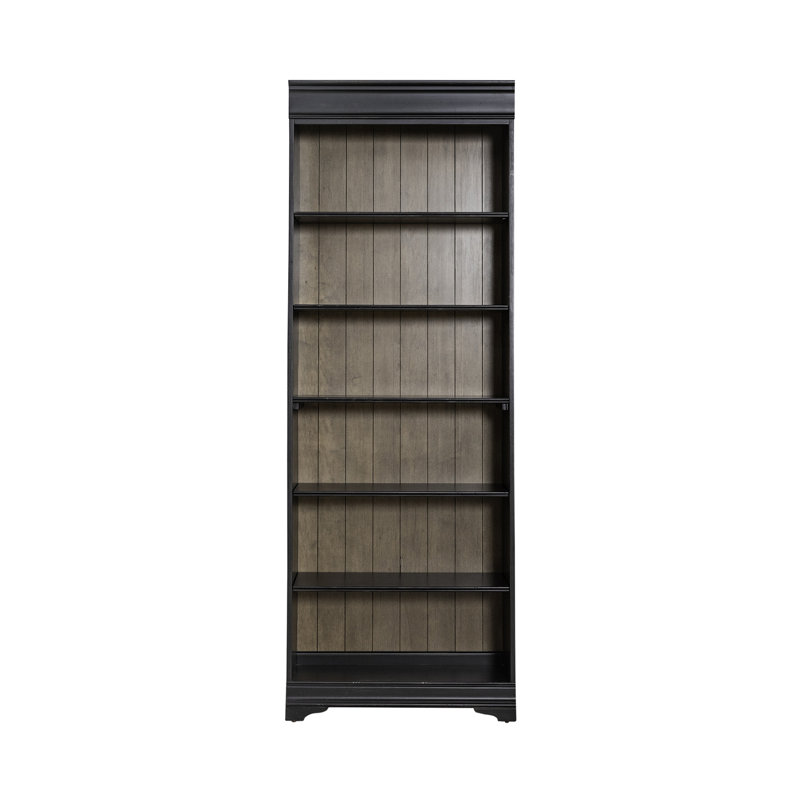  Juiliana Bookcase w/ Adjustable Shelves and Planked Back Panel, (5 Shelves) 84" H x 30" W x 13" D