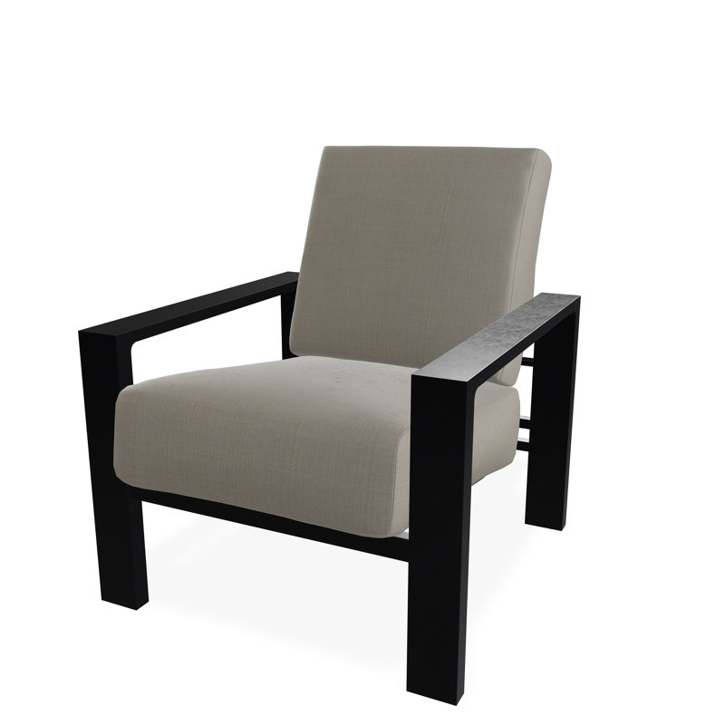 Larssen Deep Seating Cushion Arm Chair, Black, Stone Linen