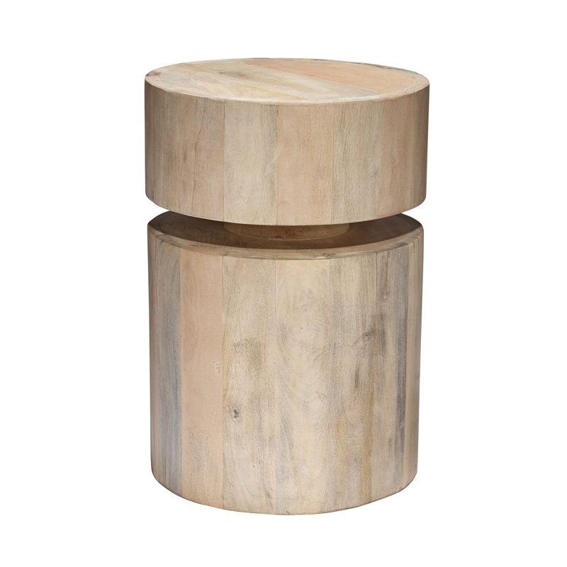 Light Wood Round Scandinavian Side Table