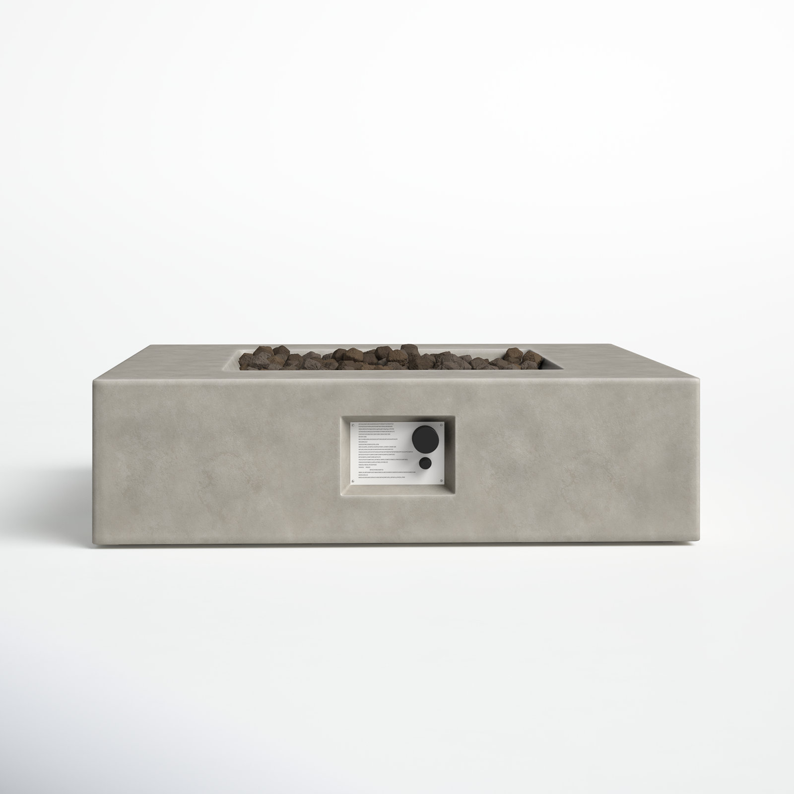Rashid Fire Pit Table, Natural Concrete, 12" H x 42" W x 42" D