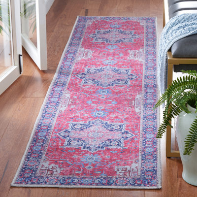 Ferrigno Oriental Cotton Red/Navy Area Rug