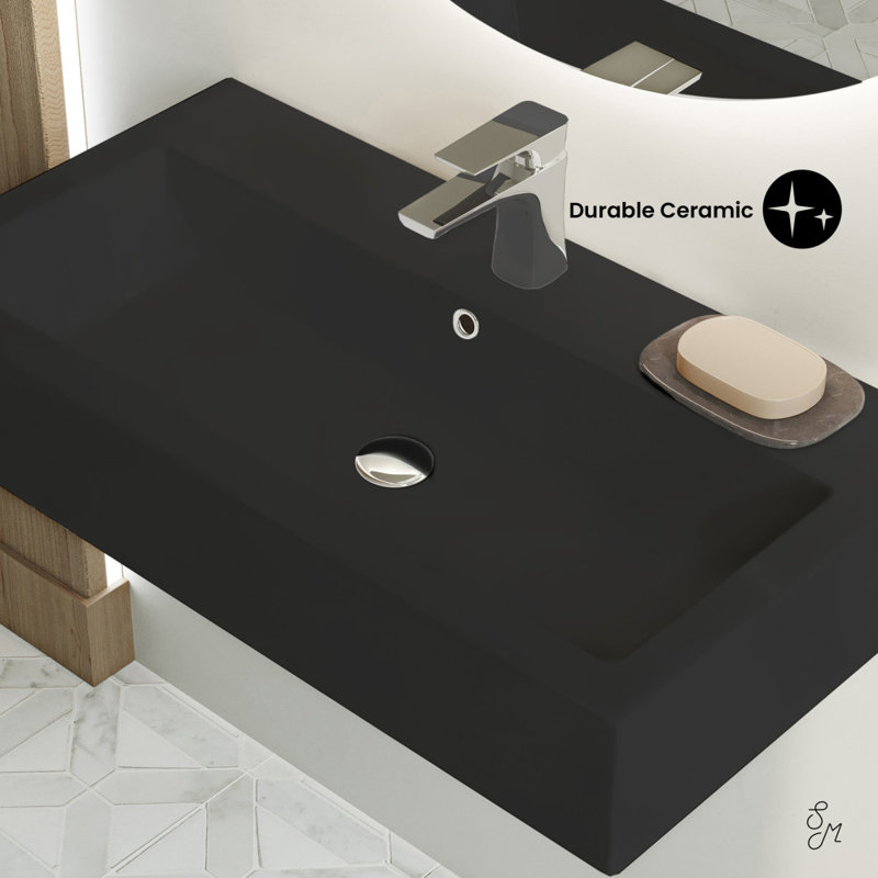 Swiss Madison Voltaire Wide Rectangle Wall-Mount Sink, Matte Black
