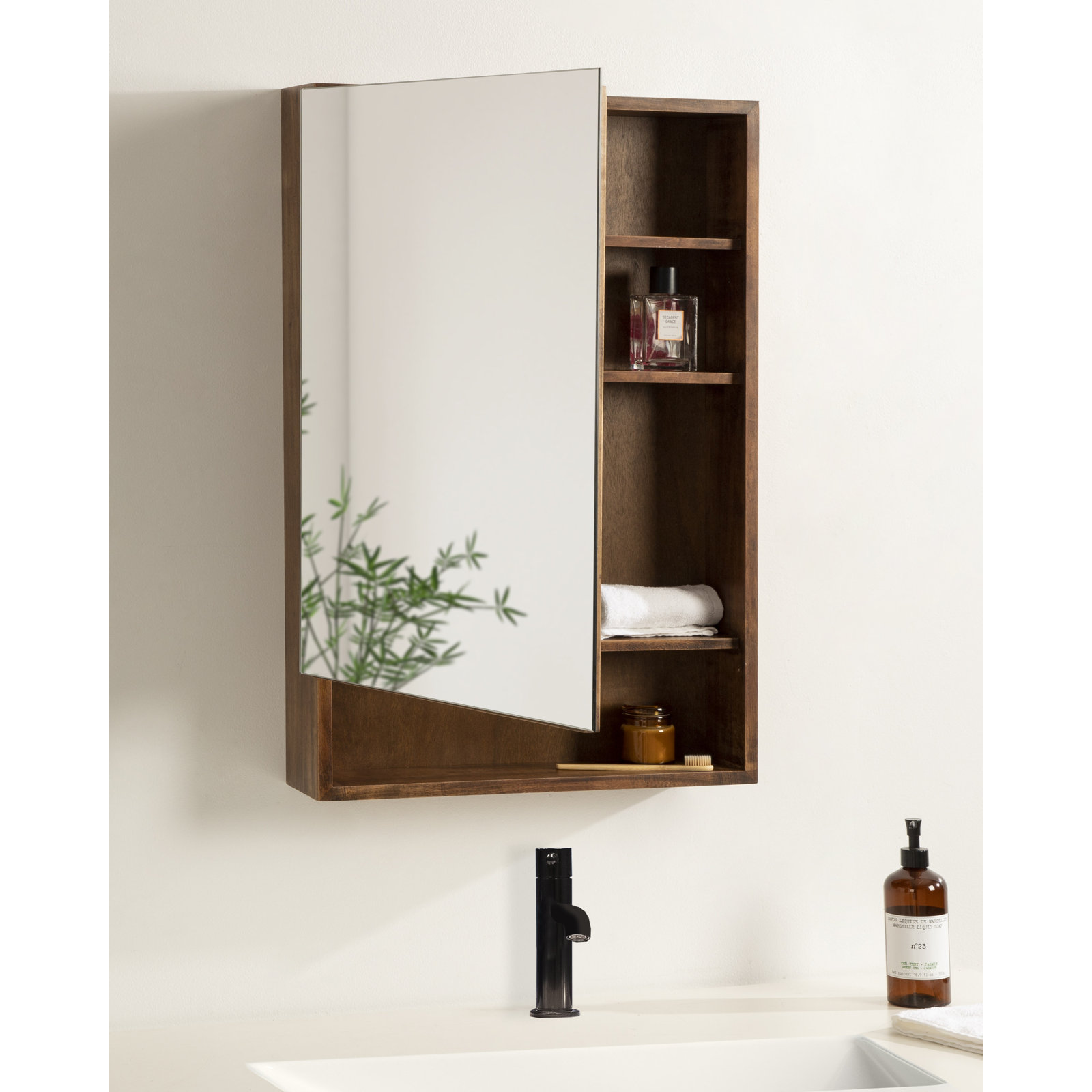Sloane Wall Mounted Medicine Cabinet, Rustic Brown