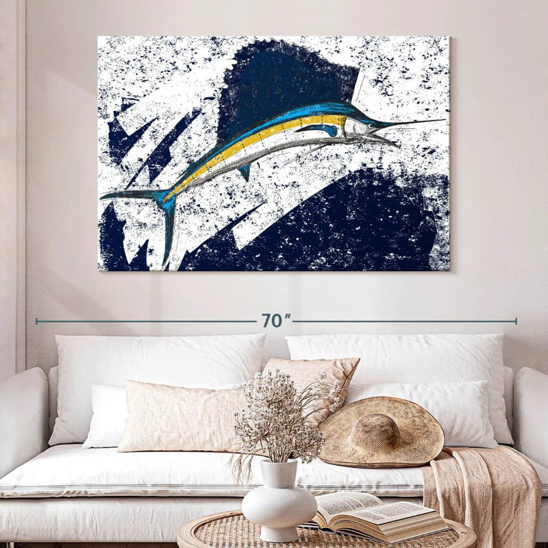 Grunge Style Sailfish, 34" H x 51" W