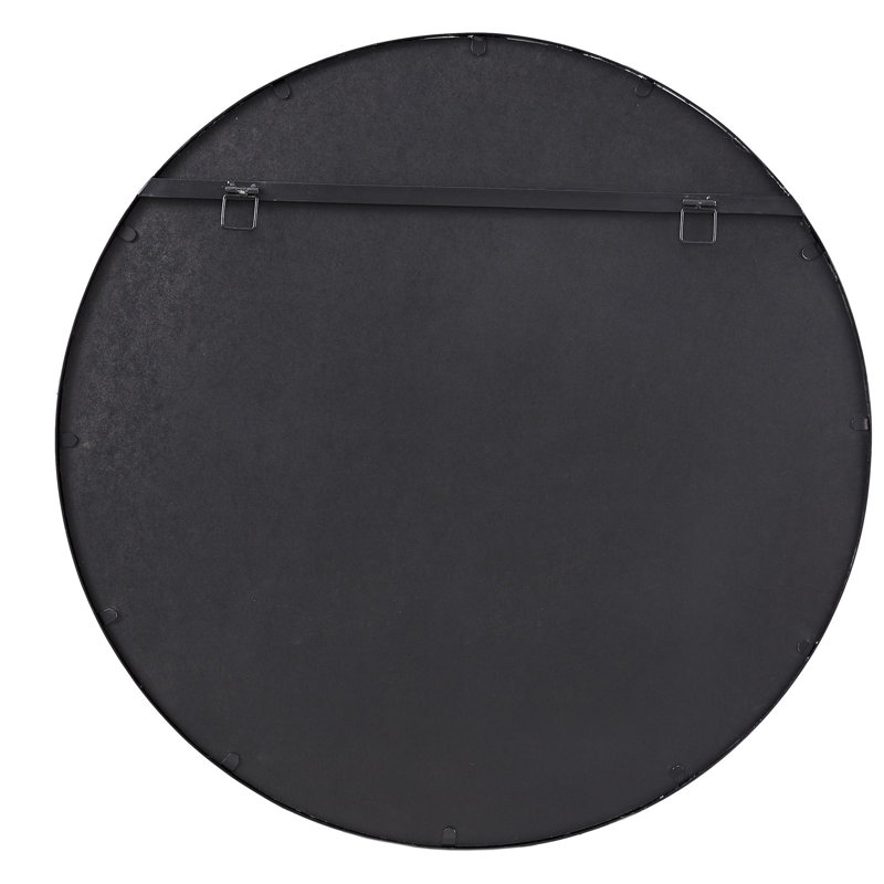 Katonah Round Black Iron Framed Wall Mirror