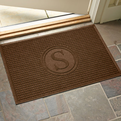 WaterHog Squares Monogram 23 in. x 35 in. Indoor Outdoor Door Mat