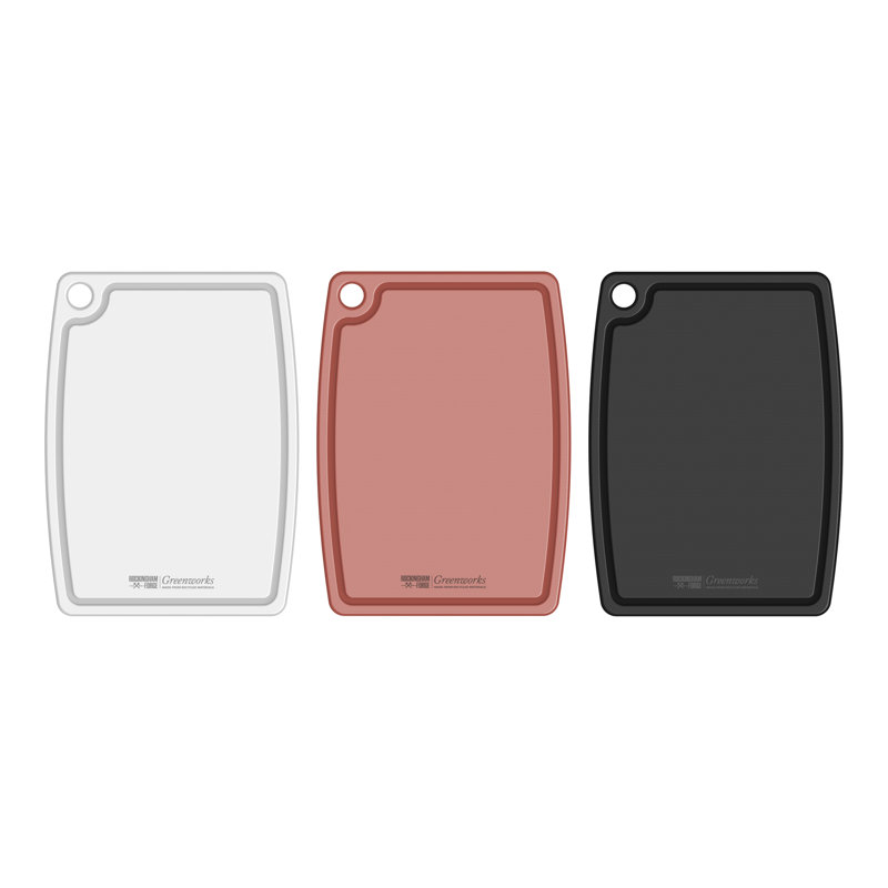 Greenworks Set of 3 Chopping Boards Recycled Plastic Small/Medium/Large White, White/Pink/Black