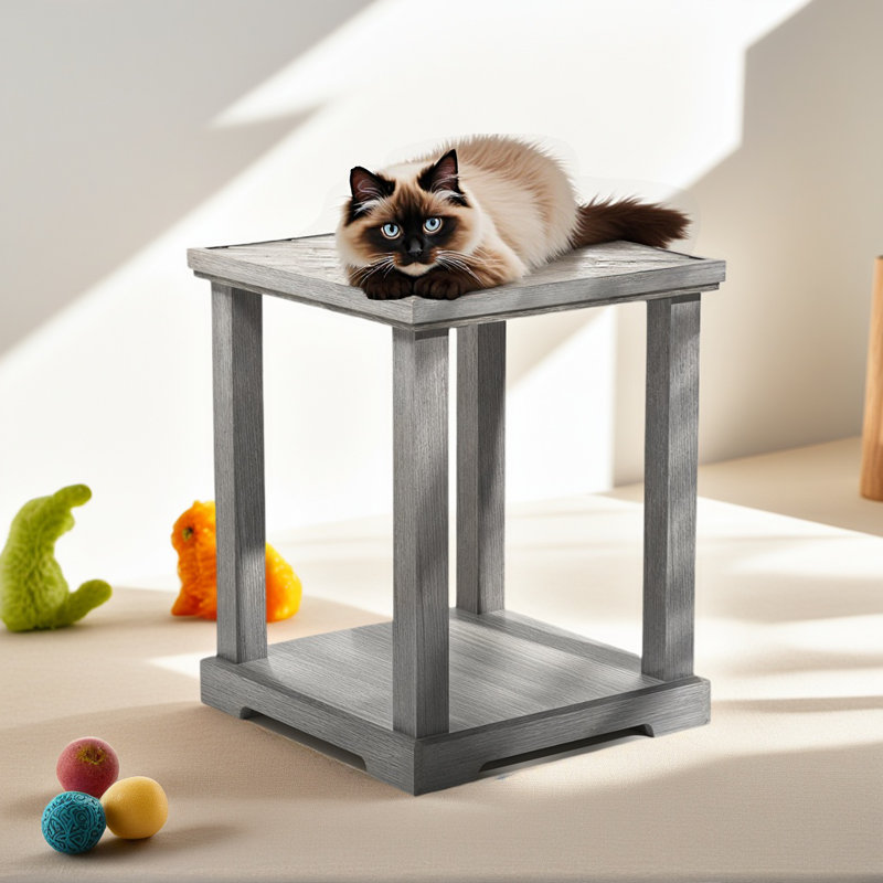Table de bout avec rangement, table de bout en bois massif avec tablette inférieure, convient au salon chambre à coucher