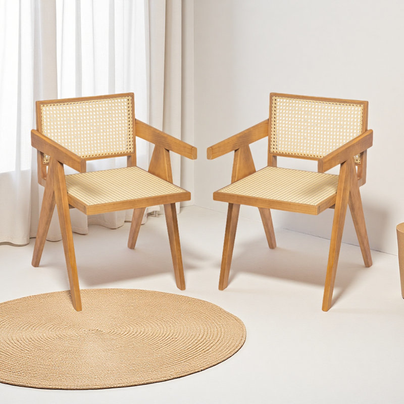 Chaise de salle à manger avec accoudoirs Chandigarh (ensemble de 2), Naturel