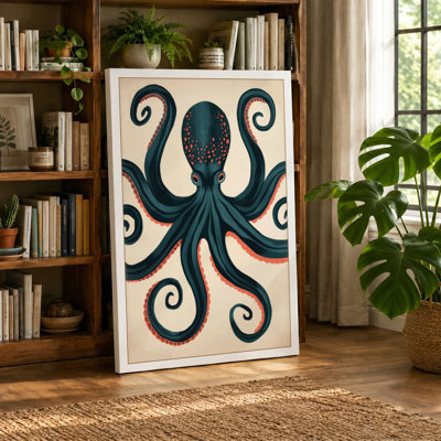 Geometric Octopus Coastal - Wrapped Canvas