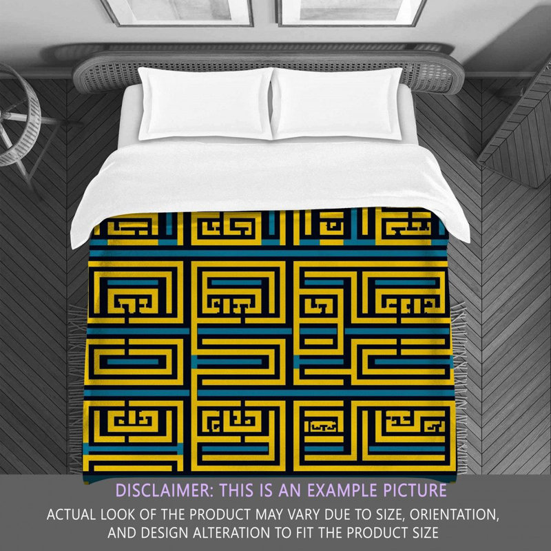 Polyester Comforter, Twin Extra Long Comforter, Blue/Yellow Geometric