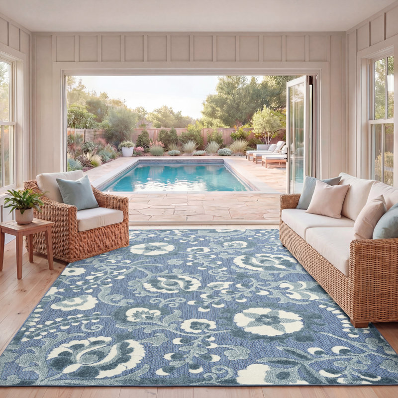 Gregori Floral Farmhouse Area Rug, Rectangle 9' x 12'