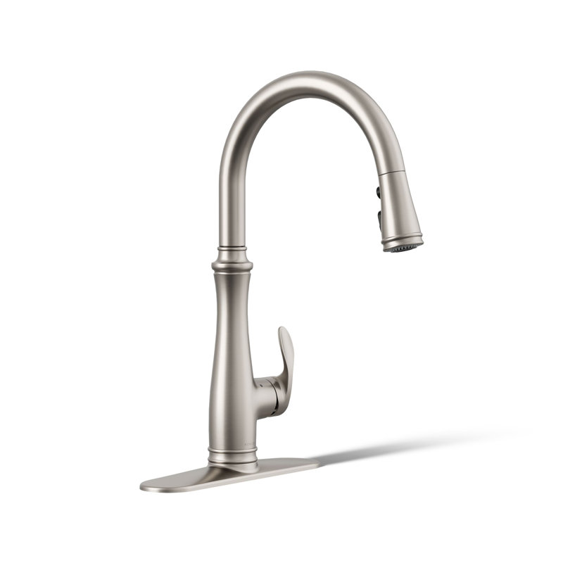 Robinet de cuisine rétractable sans contact Kohler Bellera, robinet d'évier de cuisine à poignée simple avec pulvérisateur rétractable à trois fonctions