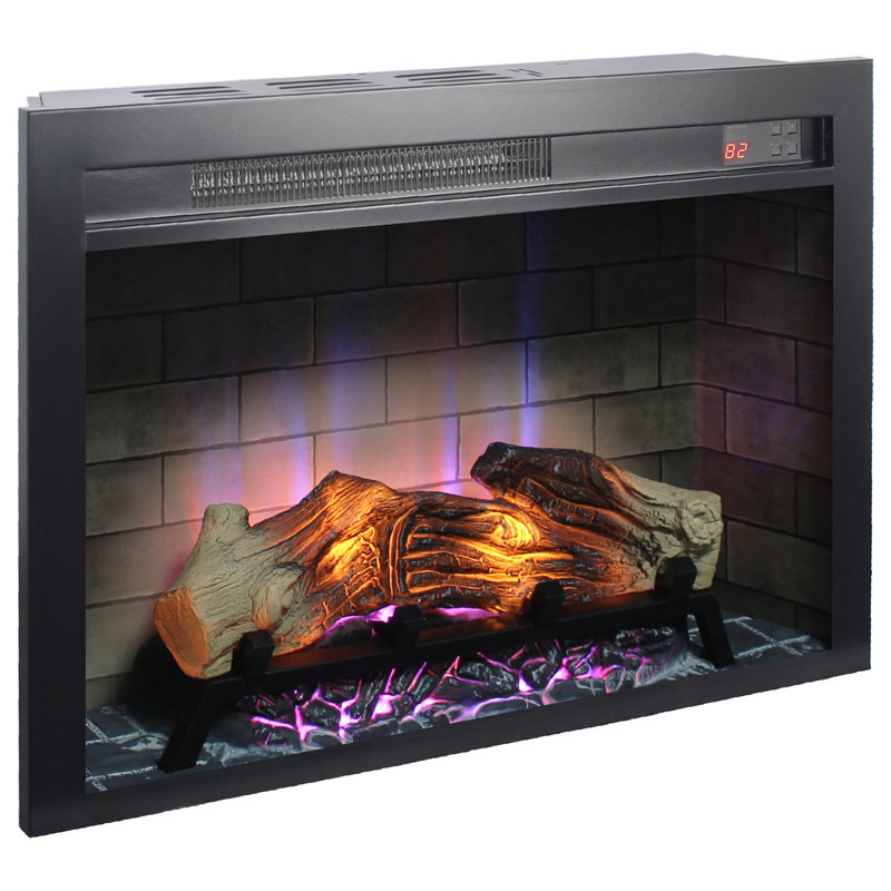 Electric Fireplace Insert with Multicolored Flames and Adjustable Brightness for Year-Round Use