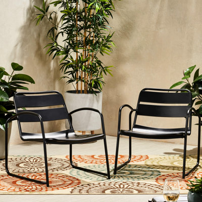 Chair In Matte Black Iron For A Peaceful Backyard & Patio, 27.72"W X 24.65"H, 13.63 Lb Patio , Construction Leisure, 25.09"D 27.72"W,