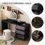 Meuble-lavabo noir extensible avec commode Mirrora et tabouret de maquillage