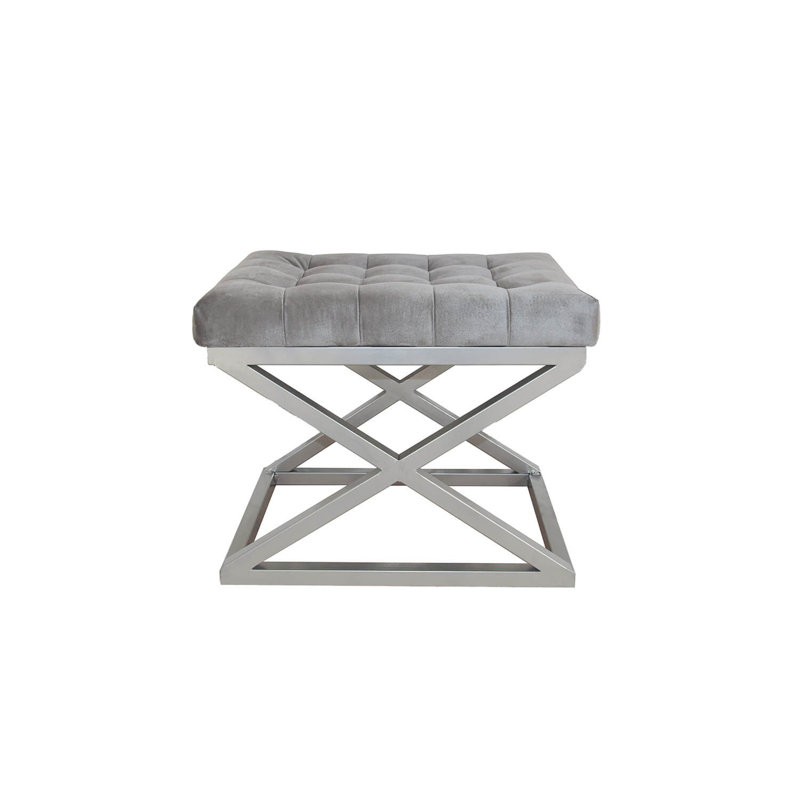 Pouf élégant avec structure en métal, 19,7 po x 16,5 po x 15,7 po | Tissu 100% polyester, durable et confortable | Parfait pour le salon, la chambre à coucher ou le bureau | Siège polyvalent et décoration