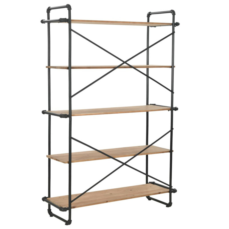 Bookshelf Wall Bookcase Storage Standing Shelf Solid Firwood and Steel, 70.9" H x 47.2" W x 16.5" D
