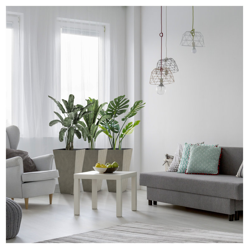 Ensemble de 3 grandes jardinières carrées avec bouchons de drainage Outsunny, pots de fleurs d'extérieur / d'intérieur de 28 po pour patio, terrasse et porche, polypropylène gris