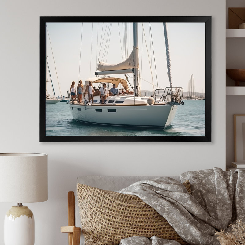 Yacht Clubin Paradise sur impression sur toile, Cadre simple noir, H 24 po x l 32 po x P 1 po