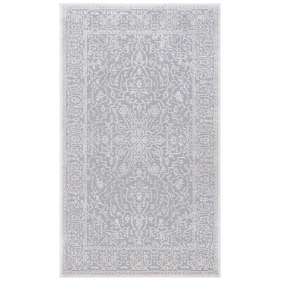 Calidia Floral Light Gray/Cream Area Rug