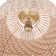 1-Light Matte Brass Flush Mount Ceiling Light with Cream Rattan Shade