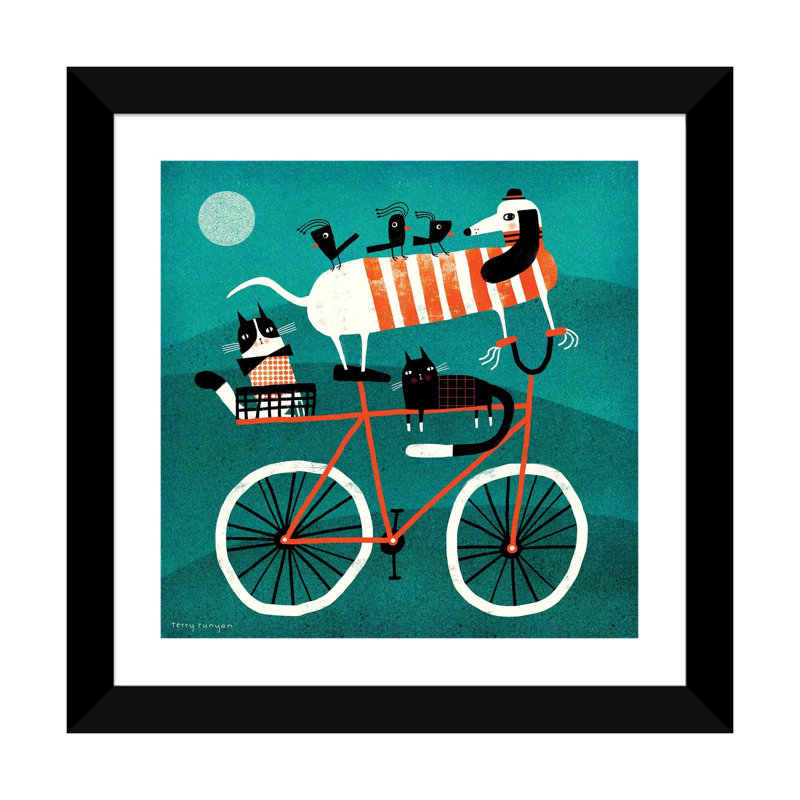 «Bike Journey» par Terry Runyan - impression, H 16 po x l 16 po x p 1 po, Papier encadré noir, Blanc