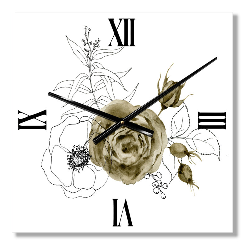 Horloge murale Anemone Bouquet Flower avec branches d'eucalyptus I, Moyen