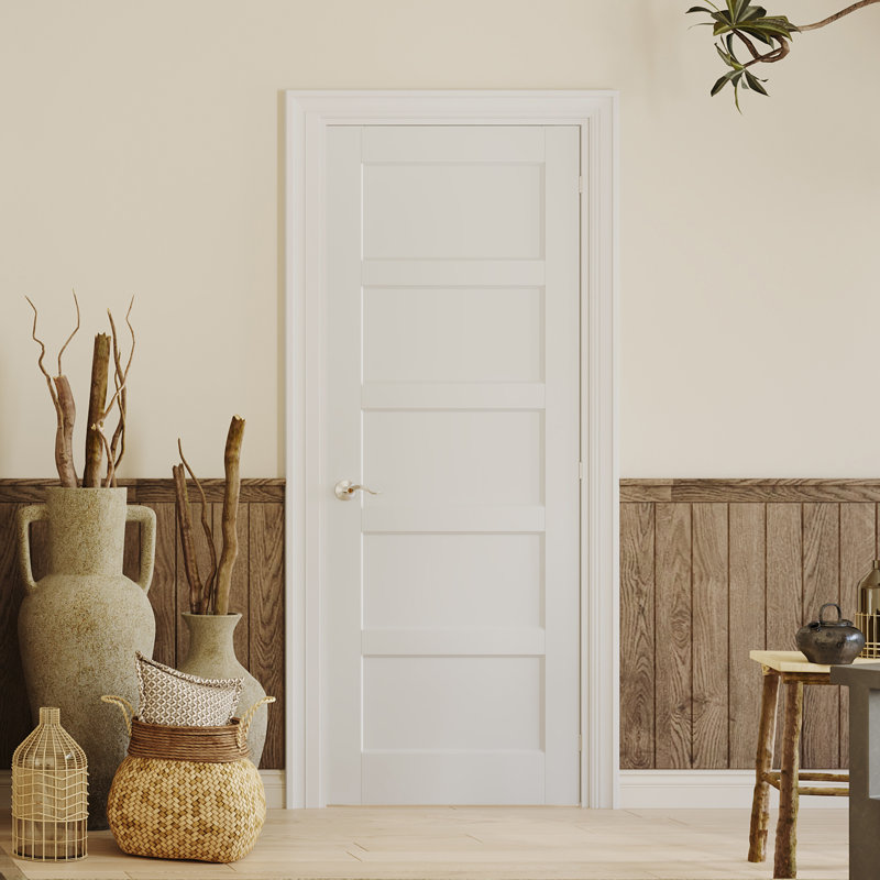 Interior Door Slab with Frame - Louvered White MDF Door, Prehung-Style Door Kit with Pre-installed Hinges, Locking Silver Handle Included, No Pre-drilled Holes