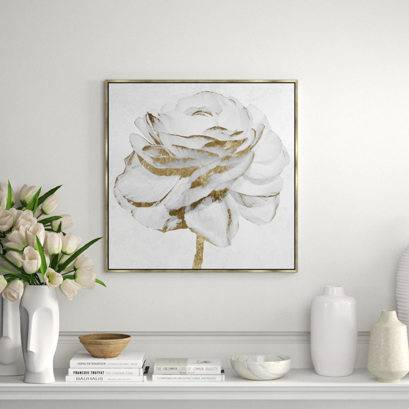White Gold Peony Print by Oliver Gal, 30" H x 30" W