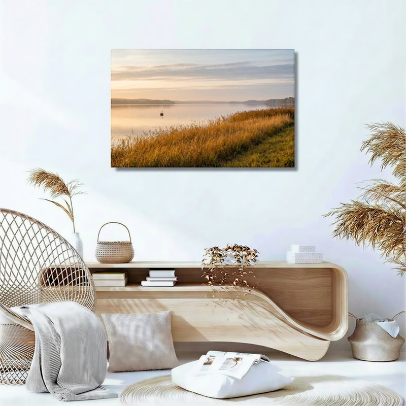 Ensemble de 1 tableau sur toile représentant un lever de soleil sur le lac, 20"H x 30"W, Wrapped Canvas