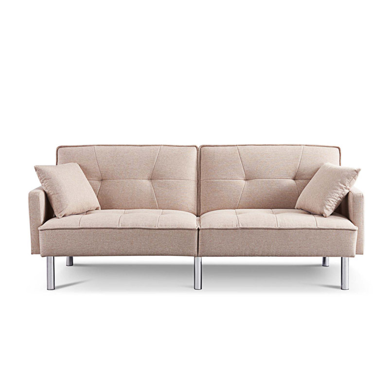 Canapé-lit rembourré 84,6 po Lebreton, Tissu beige