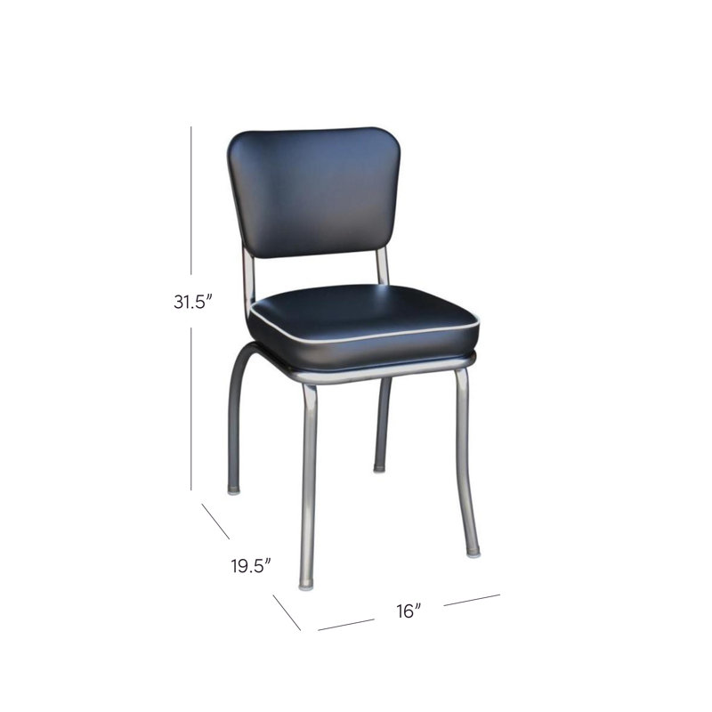 Chaise de salle à manger rembourrée rétro, Noir