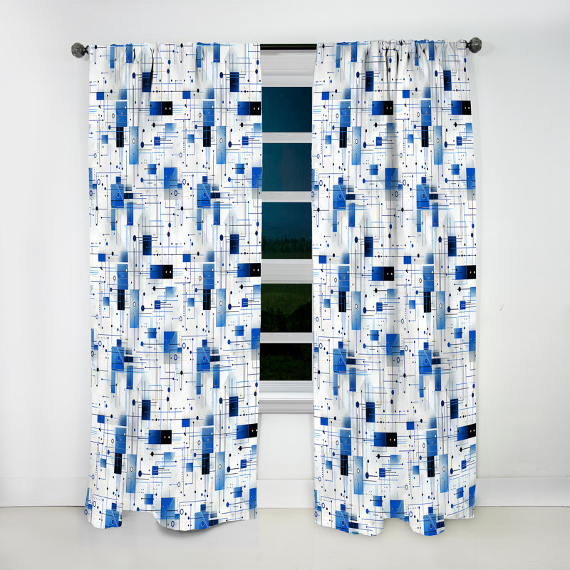 Rideau obscurcissant industriel géométrique à motif géométrique III - 1 panneau, L 52 po x L 63 po