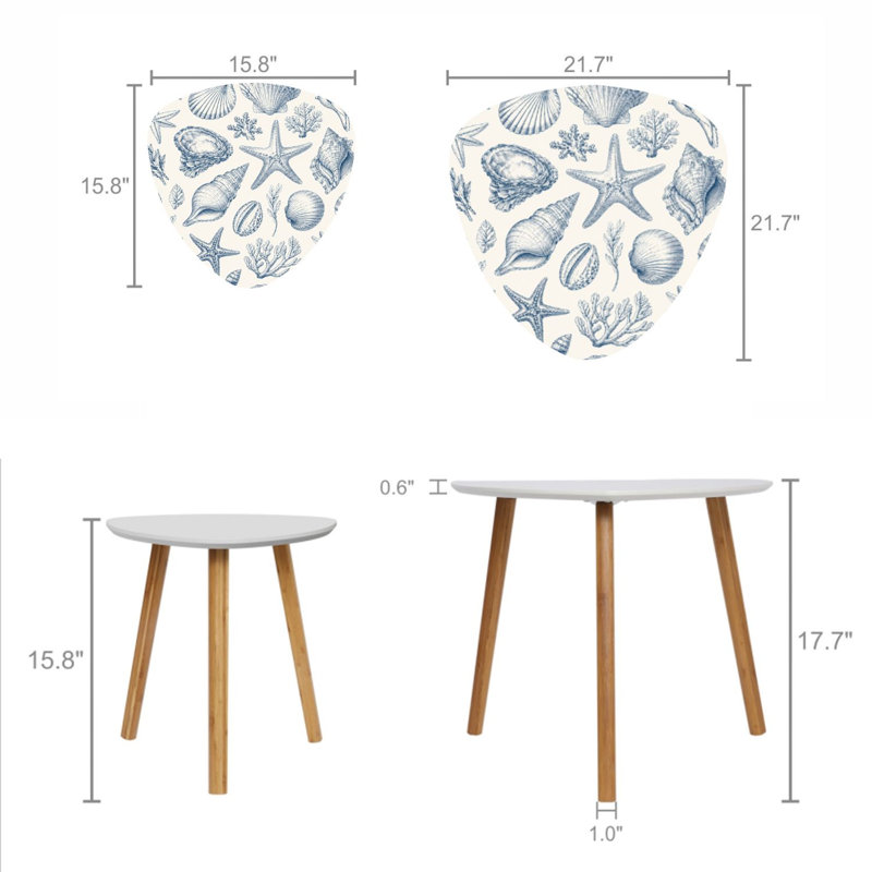 Ensemble de 2 tables basses gigognes Triangle Nesting Seashell Starfish