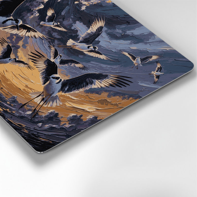 Oiseaux, art mural gris, H 20 po x l 24 po