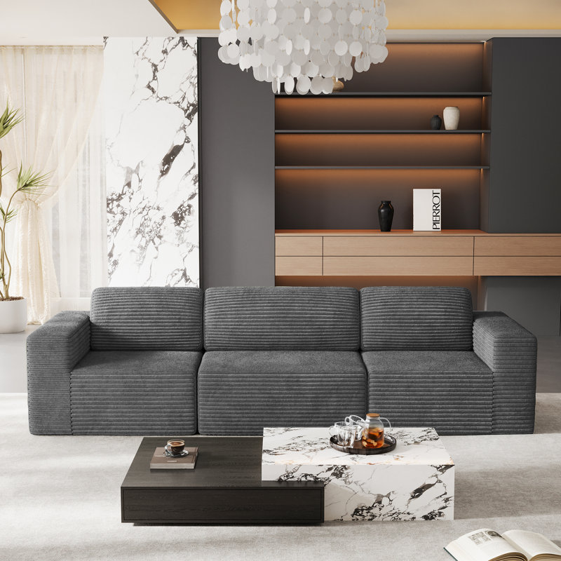 3 Seater Corduroy Sofa, Grey