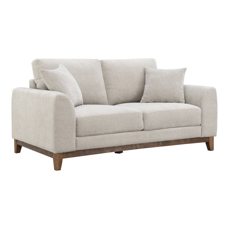 Cherelle Chenille Loveseat With Throw Pillows, Gray