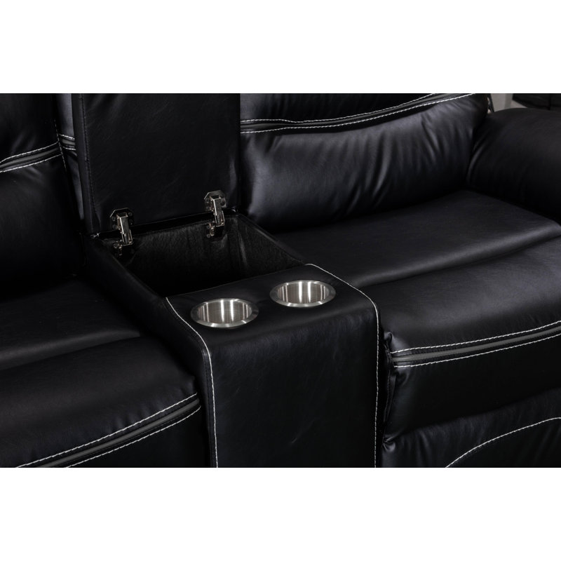 Causeuse inclinable en similicuir 76 po, Similicuir noir