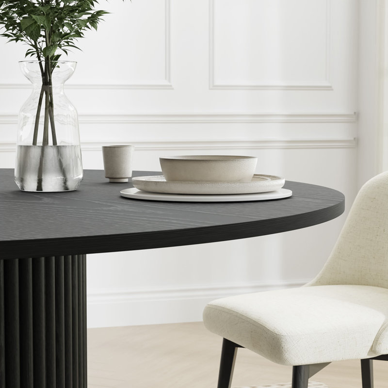 Table de salle à manger en bois massif, Noir, noir, noir, noir, H 30 po x L 52 po x l 52 po