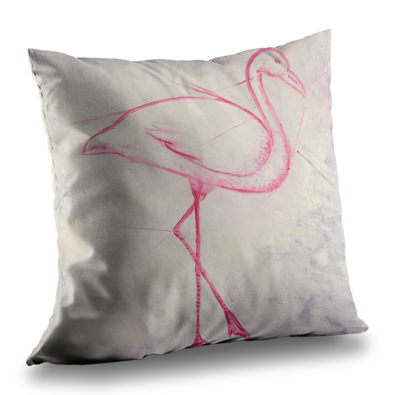 Flamingo Sketch - Gray Poly Twill Throw for Home Decor