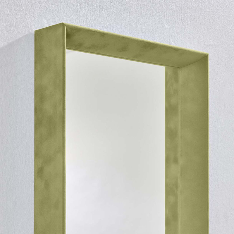 Nakira Solid Wood Rectangle Wall Mirror, 90cm x 30cm, Green