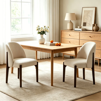 Wooden Dining Chairs Set of 4, Fabric Upholstered Farmhouse Kitchen Dining Chairs
